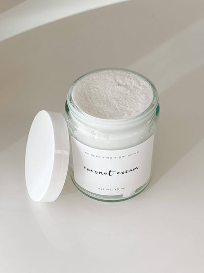 Jar of coconut cream on a light background